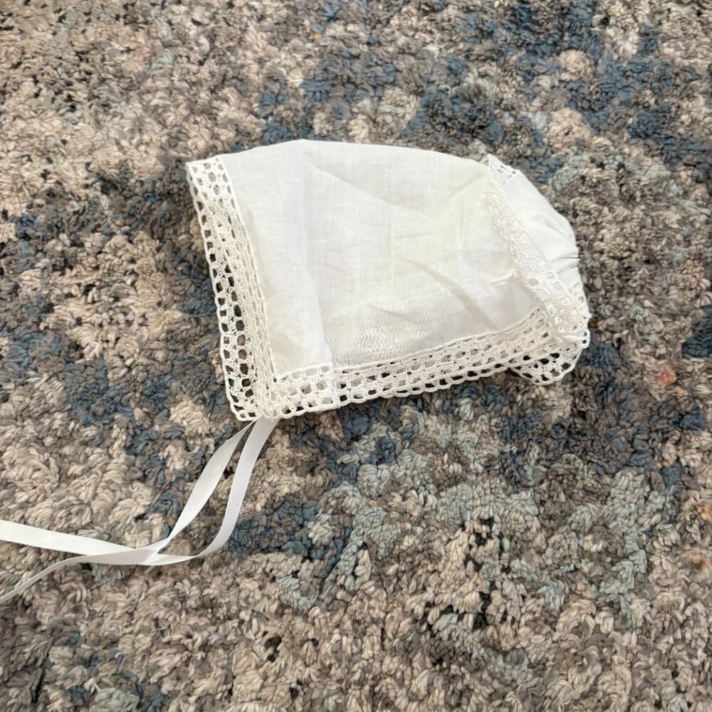 Vintage Baby bonnet White Baptism Christening